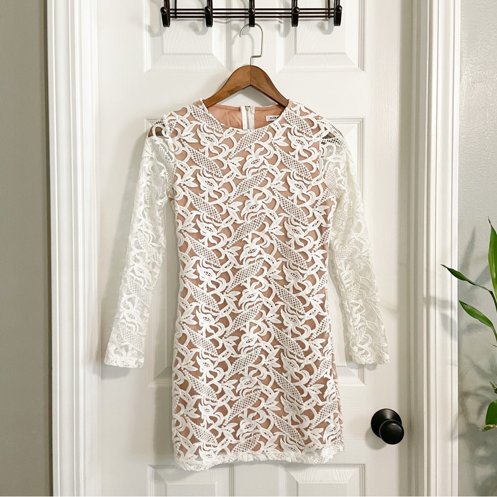White + Nude Lace Mini Dress